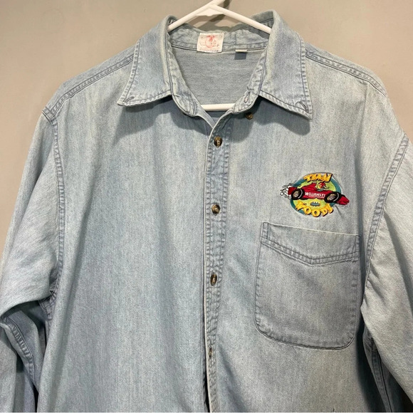 Vintage Team Woody Denim Light Blue Shirt Men size Large - Picture 3 of 17